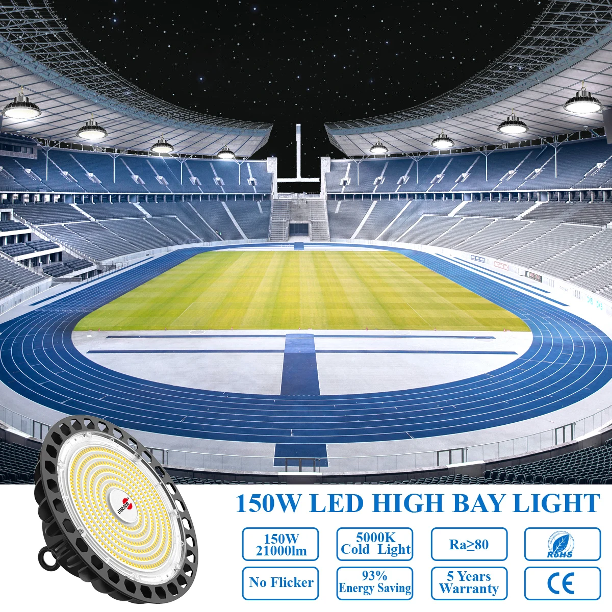 Newest Design Explosion Proof Industria Lighting Fixture 150 Watt High Power Warehouse Led Ufo High Bay Light
