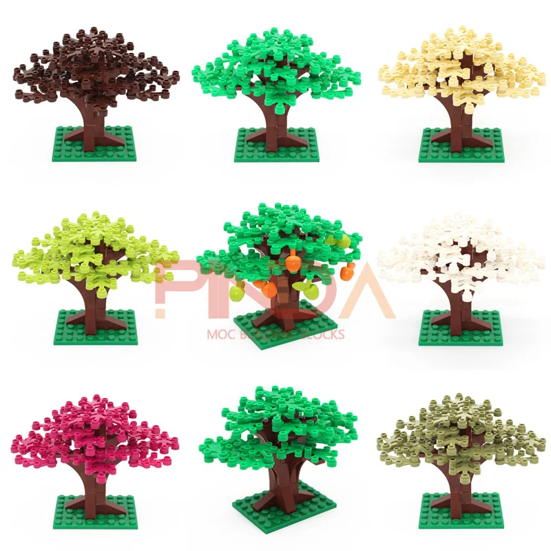 90PCS Build Bricks Tree Sets Construction MOC Blocks Plant Natural City Street View Park Jungle Christmas Toys for Kids