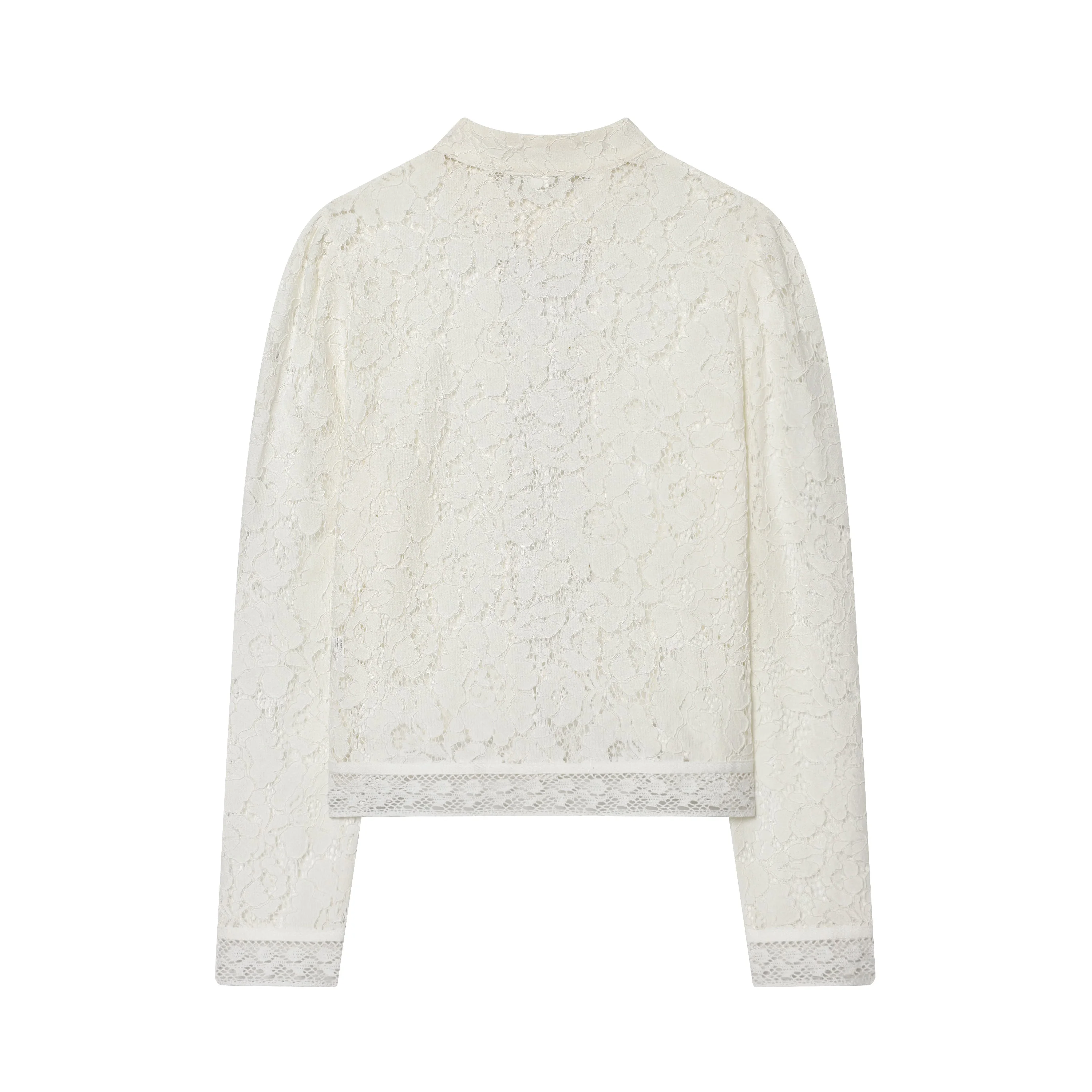 Chemisier Jacquard ajouré à manches longues pour femmes, chemise à col Mandarin, hauts à boutons grenouille