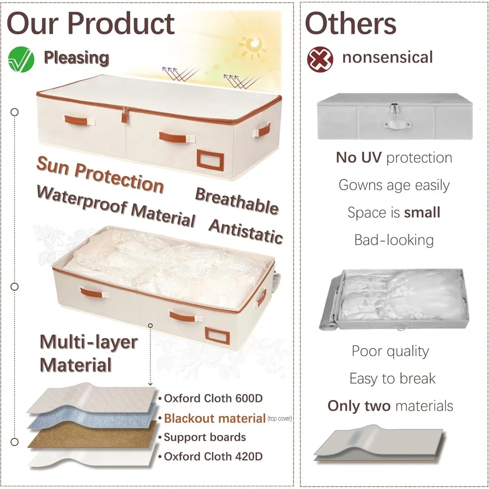 Caja de almacenamiento grande para vestido de novia con papel sin ácido y guantes de microfibra para preservación