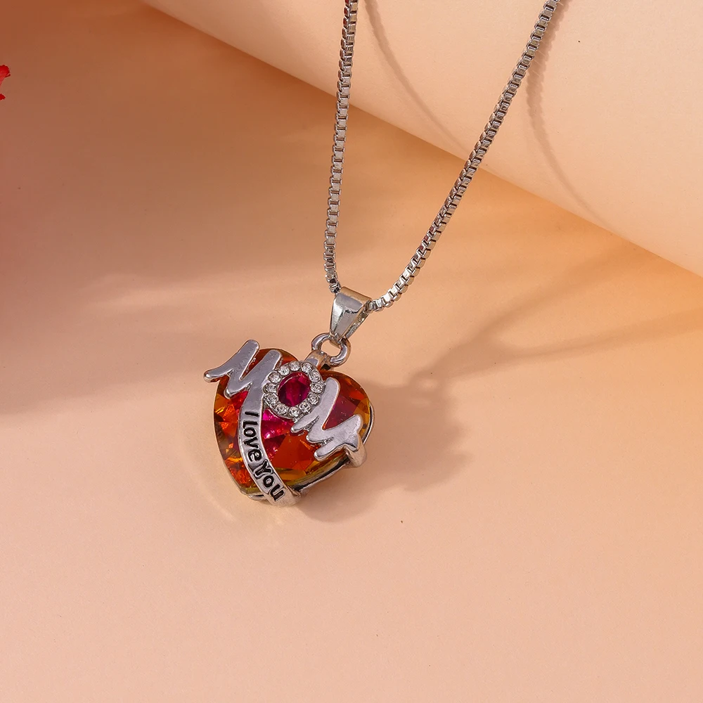 Aihua Exquisite Koreanische Kristall-Halskette „Mama, ich liebe dich“ für Frauen, Muttertagsgeschenk, Schmuckgeschenk – Detail 5