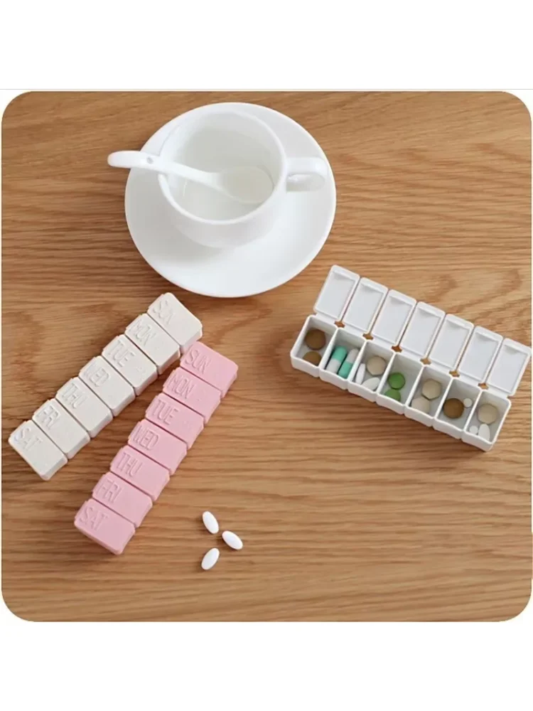 7Grid Slot Storage Organizer Container Case Pills Splitters Portable Refillable Bottle Household Week Small Pills Storage Box