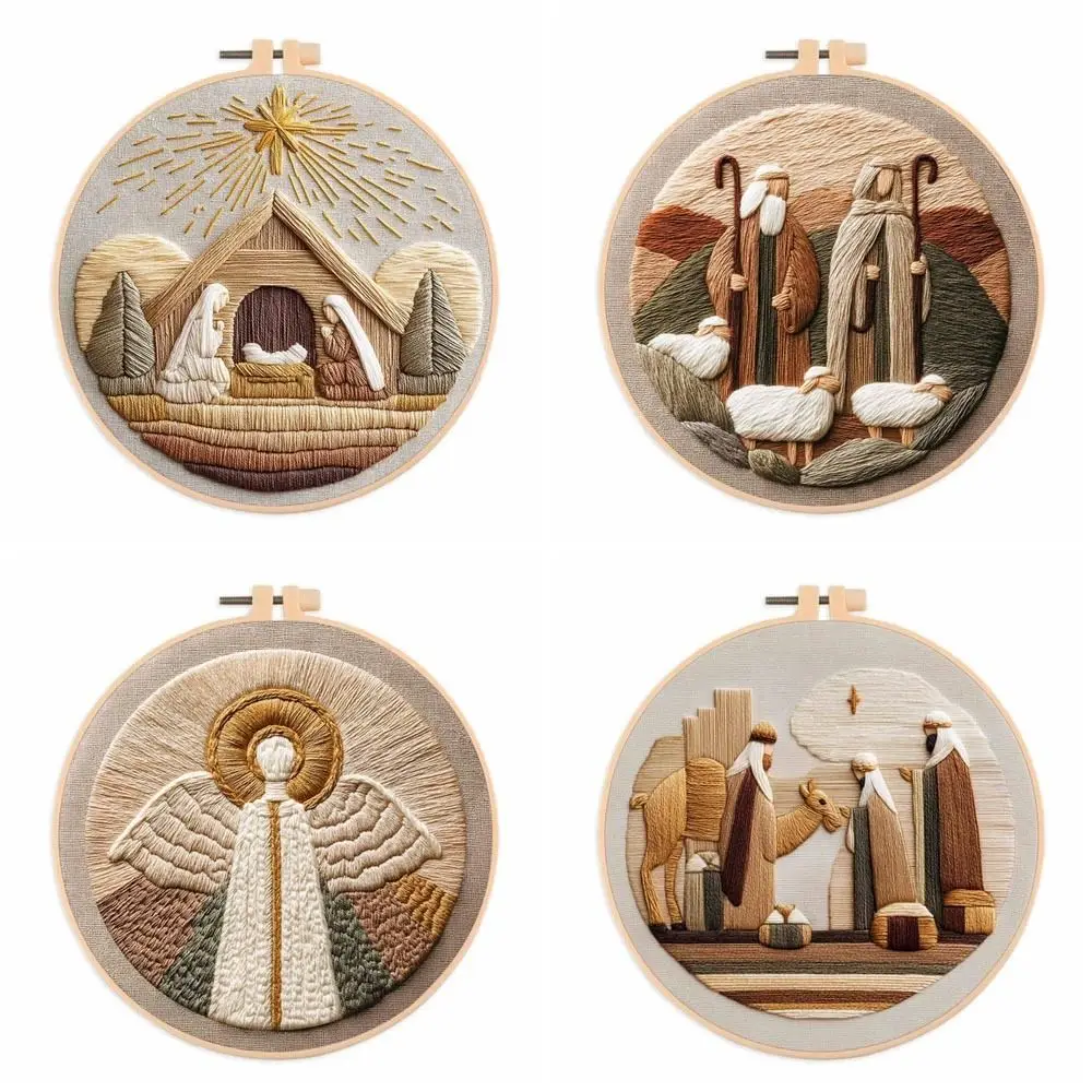 Christmas Cross Stitch Nativity Scene Embroidery Kit Non-finished Products DIY Embroidery DIY Materials Cross Stitch Set