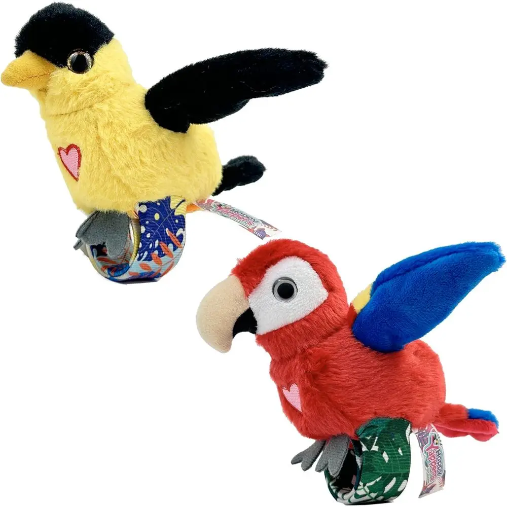 

Interactive Plush Oriole & Red Parrot - Slap Bracelet Birds, Chat-Sing-Mimic, Flap Wings, Ages 3+