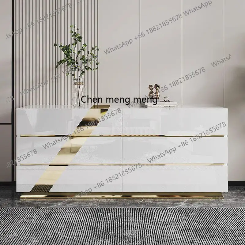 

Piano paint light luxury porch cabinet entry modern simple six chest cabinet living room decorative cabinet