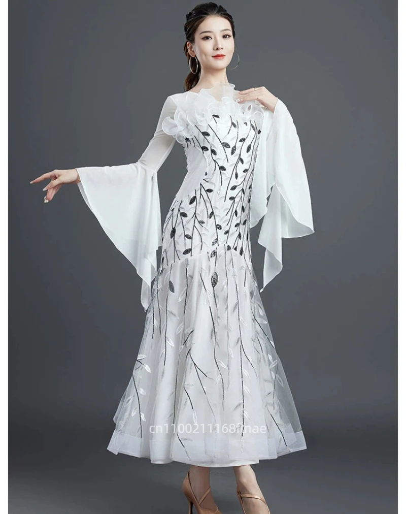 New Modern Dance Skirt Waltz Social Dance Pendant Dress Table Performance Skirt National Standard Competition Dress