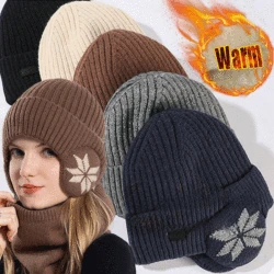 2024 Winter Earmuff Cap Men Warm Thickened Knitting Wool Beanie Women Outdoor Sports Windproof Thermal Ear Protection Hat Caps