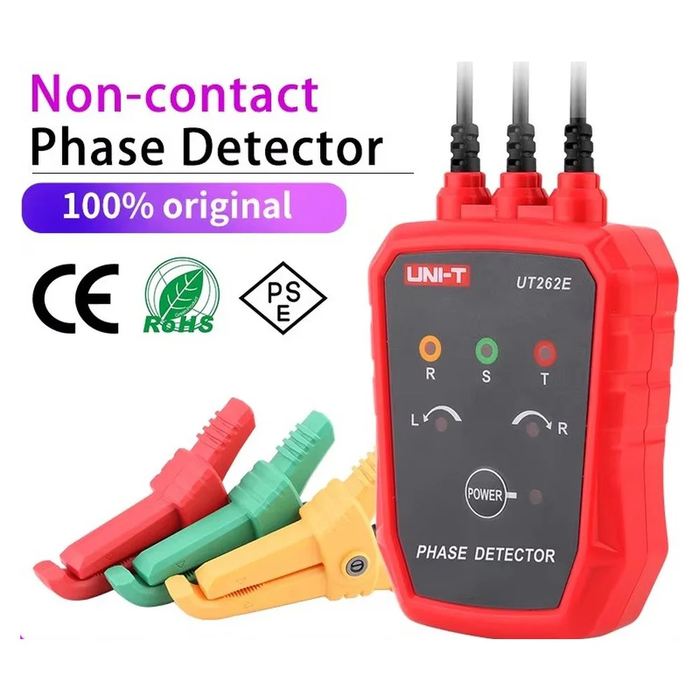 For Non-Contact Three Phase Detector UT262E Rotation Tester Phase Sequencer Breaker Finder 70V-1000V AC LED Buzzer Indication