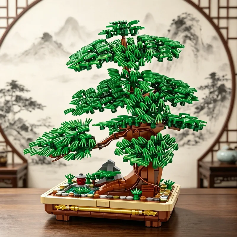

Welcoming Pine Tree Building Blocks Bonsai Planting Small Particles Assembly DIY Living Room Plant Ornament Toy Girl Gift 88045