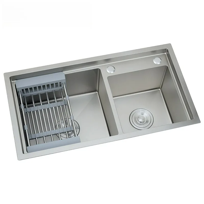 Nano Anti-Bacterial Stainless Steel Kitchen Sink Handmade Thick 7843 Large Single Bowl Step Design Undermount Basin