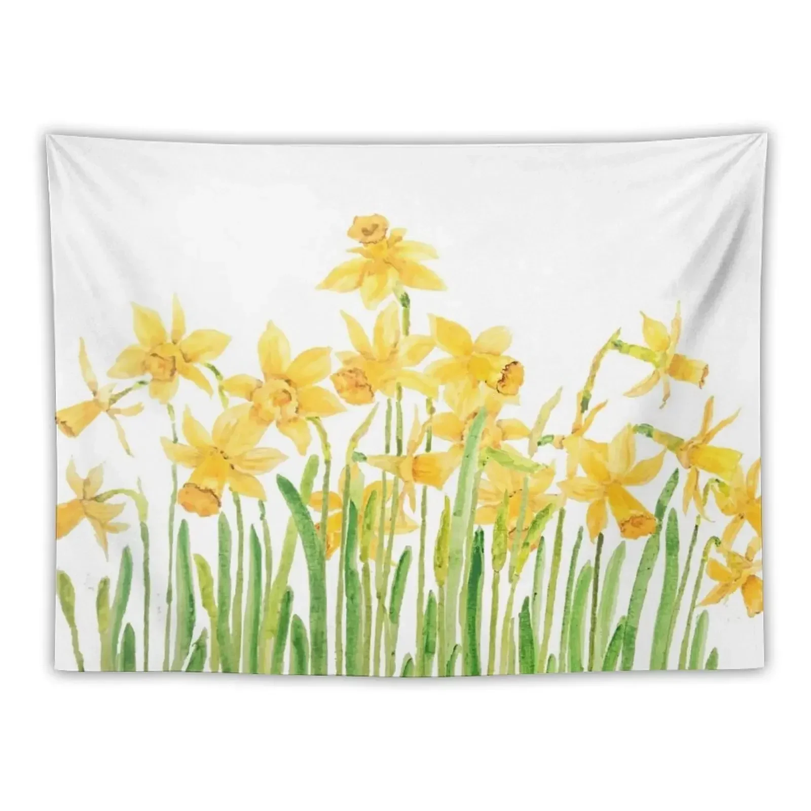 yellow daffodils field watercolor Tapestry Wall Decor Cute Decor Decoration Aesthetic Wall Art Tapestry