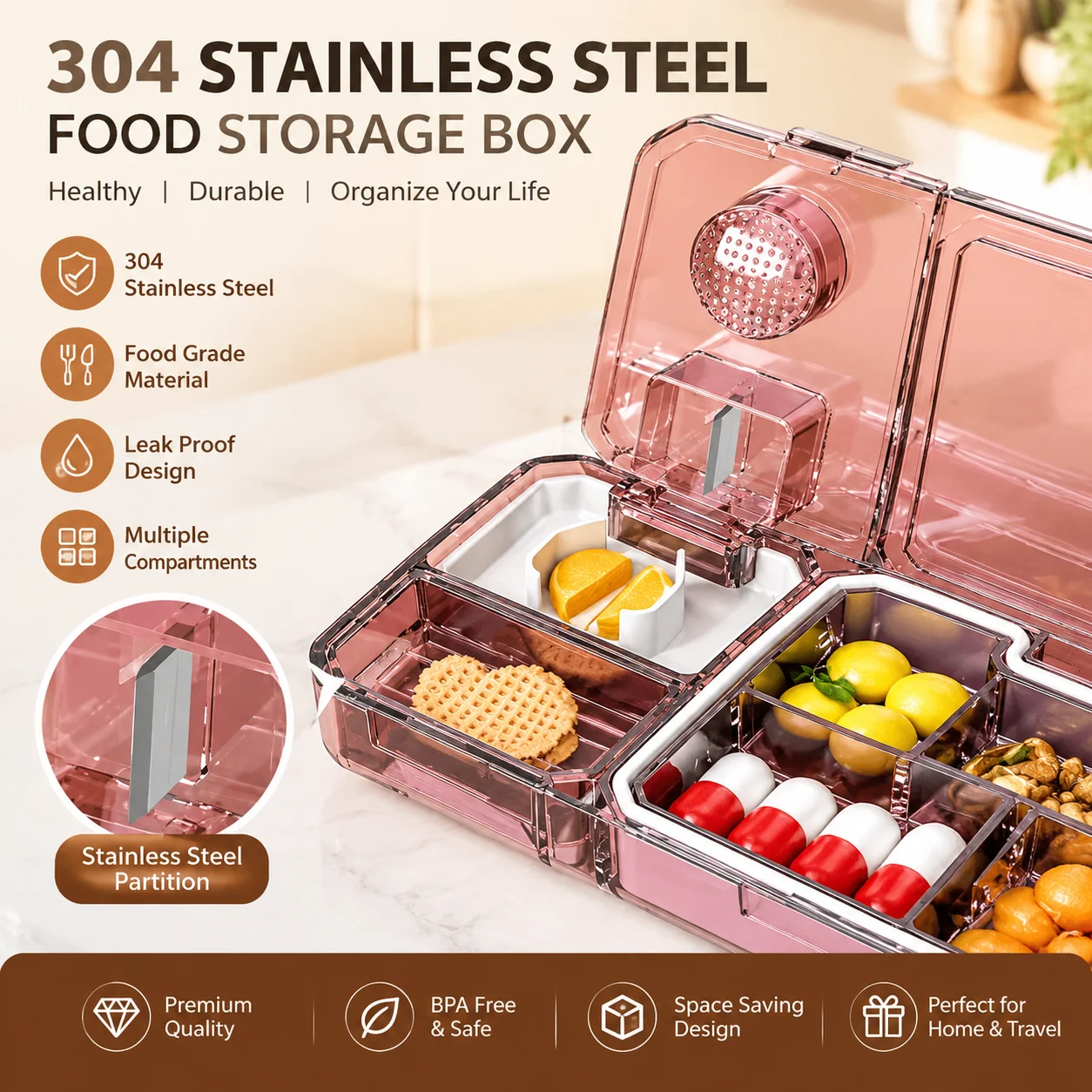 5 Compartment Pill Organizer With Cutter And Grinder Portable Medicine Box Multi Function Tablet Splitter Storage Case