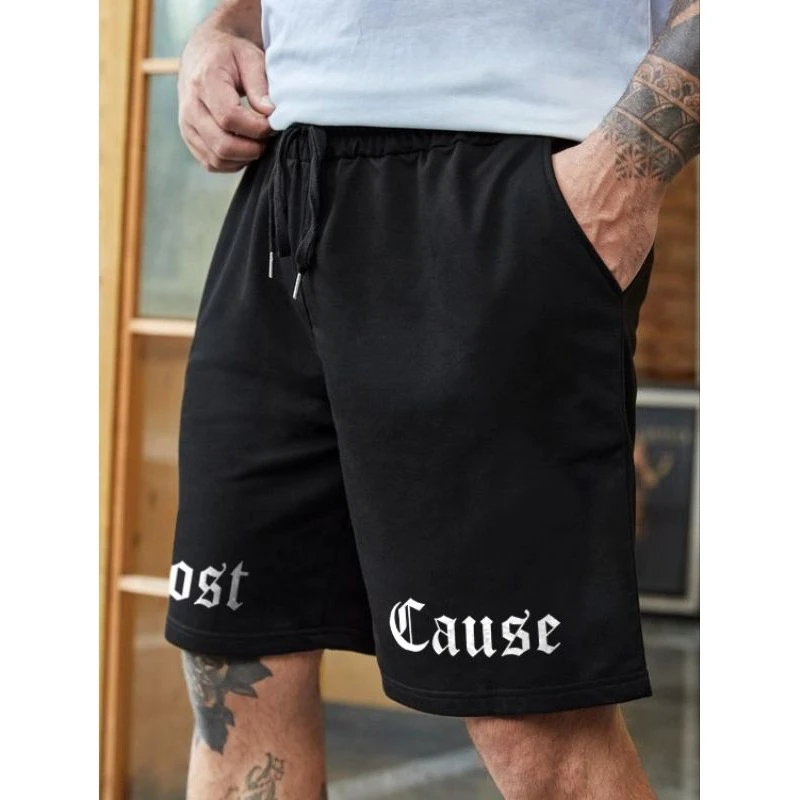 

Men Letter Graphic Drawstring Waist Shorts Summer Casual Workout Athletic Gym Track Shorts Streetwear Shorts Unisex Fashion New