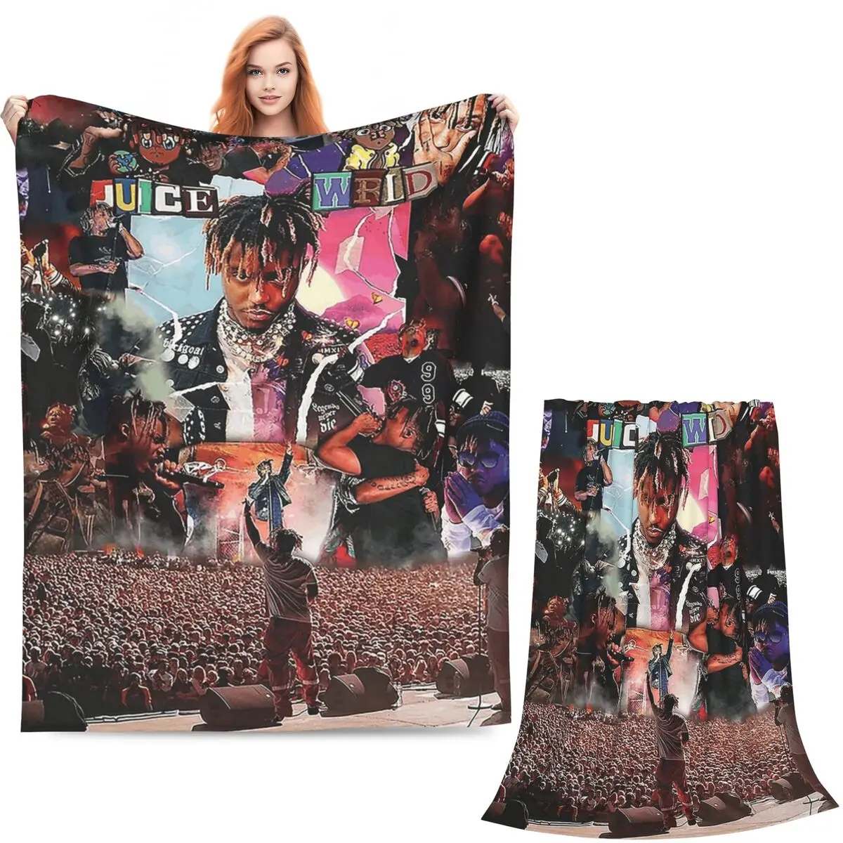 Concert Juice Wrld Blanket Soft Warm Flannel Throw Blanket Bedding for Bed Living room Picnic Travel Home Sofa