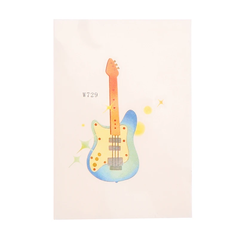 1 Sheet Colorful Small Guitar Temporary Tattoos For Women Men Fake Tattoo Sticker Adults Face Hands Body Art Tatoo