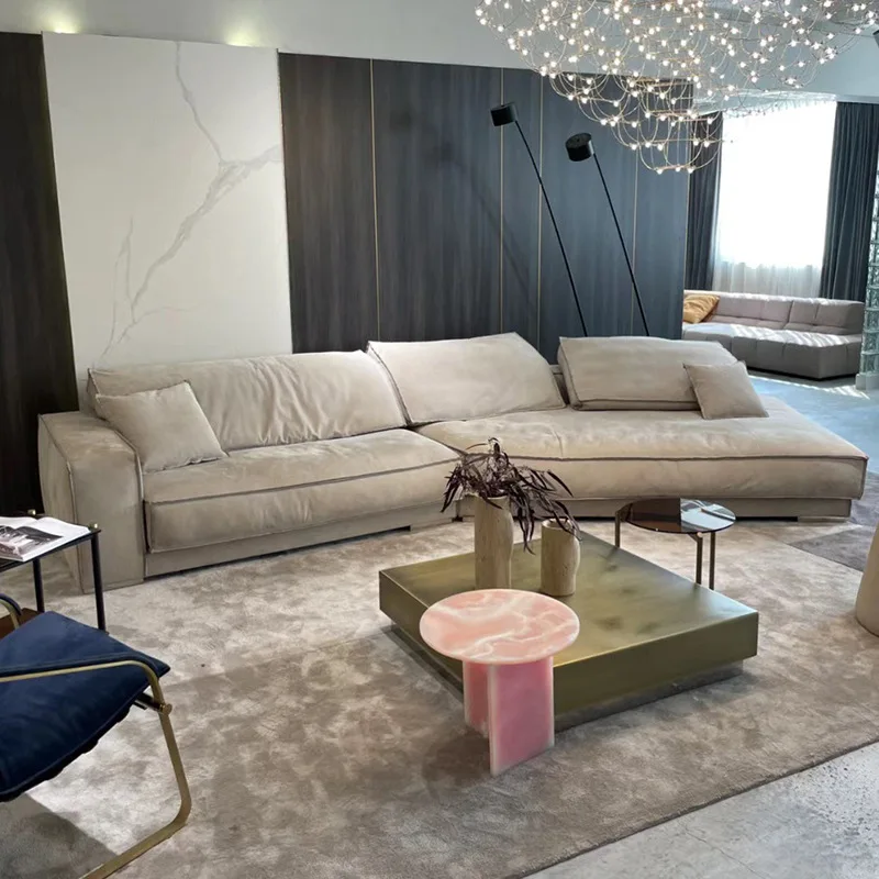 Sofa sudut full matte berbentuk khusus, sofa kain matte