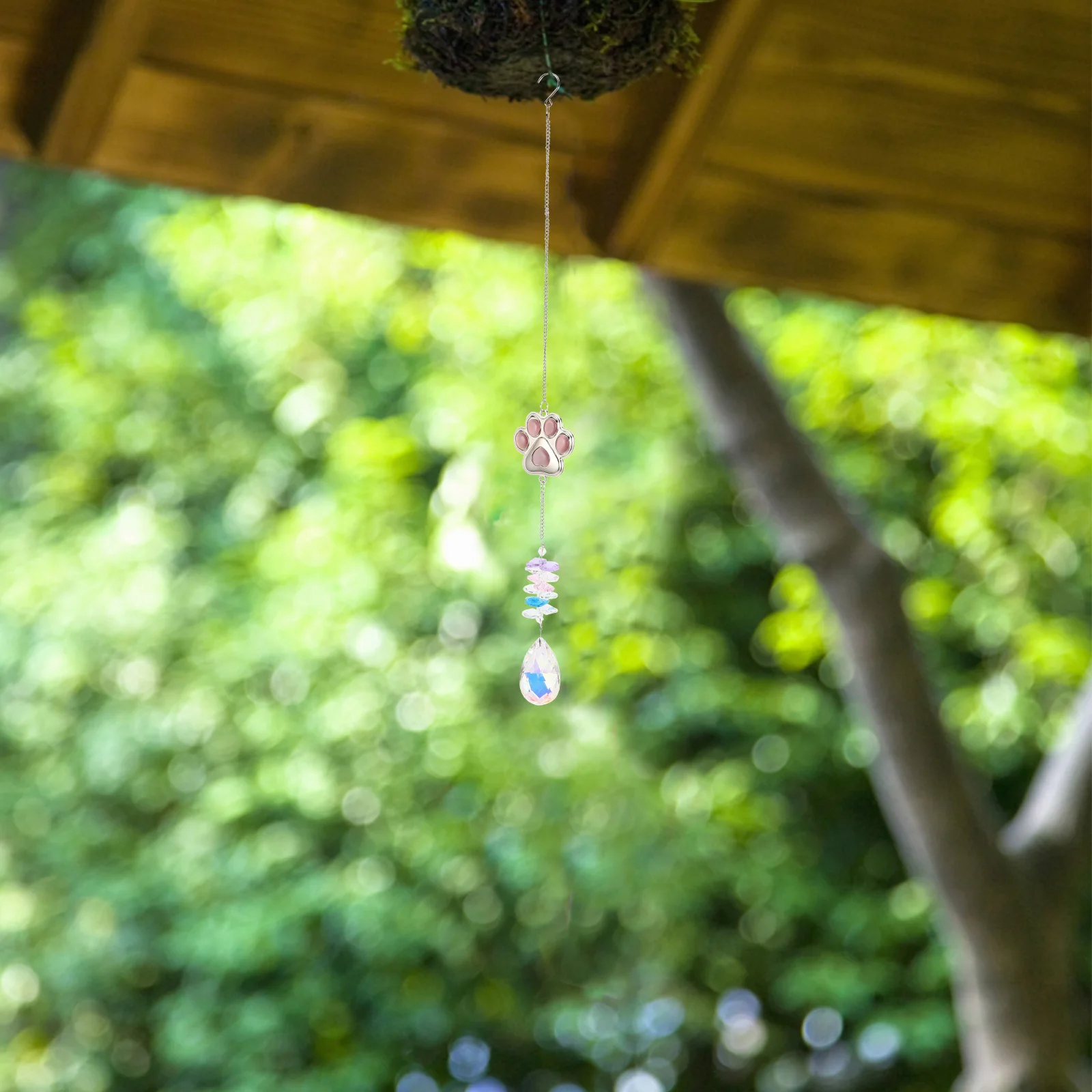 

Paw Print Sun Catcher Crystals Prism Dog Memorial Sympathy Suncatcher Hanging Outdoor Yard Decorations Pink Crystal Wind Chimes