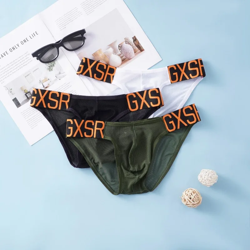 New men's briefs low waist high fork thread cotton U convex comfortable simple men's briefs shorts head GXSR