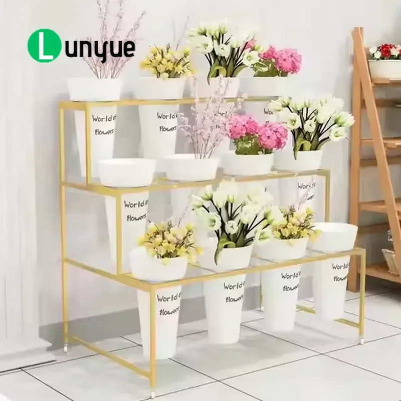 Modern Eco-Friendly Powder-Coated Metal Flower Stand Display Rack with Barrel Free-Standing Easy Assembly Home Garden Decor