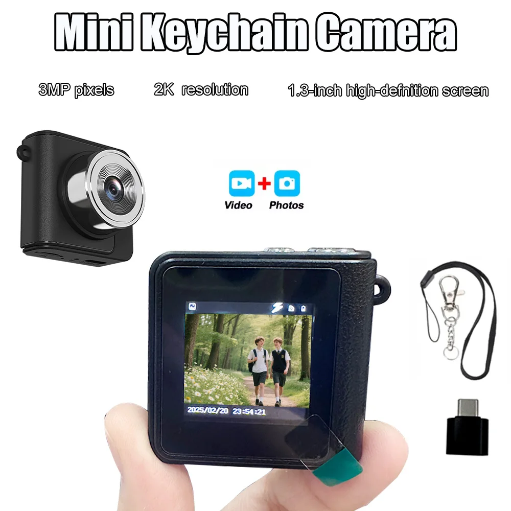 

Mini Keychain Camera 3MP Pixels 2K Resolution Digital Camera for Kids Micro camera Automatic Loop Video Recording Camcorder