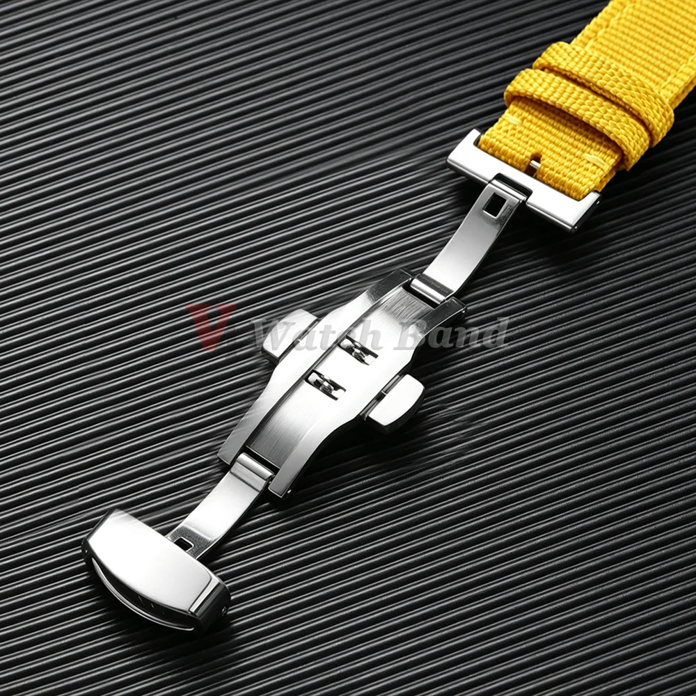 With Butterfly Buckle Watchband Men Women for Seiko for Omega Deployment Nylon Sailcloth Watch Strap 20mm 22mm Bands Wrist Belts