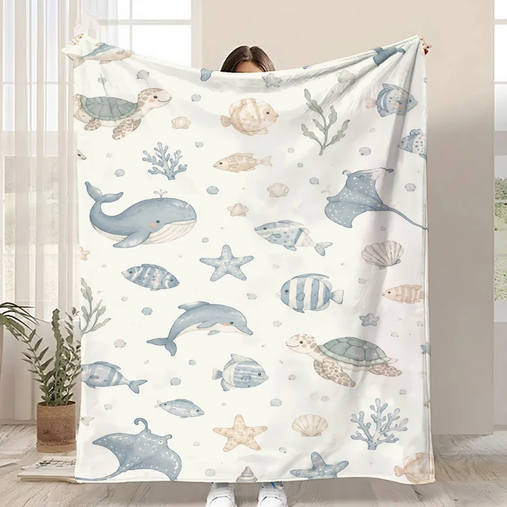 1pc-light-blue-watercolor-sea-creature-flannel-blanket-kids-jellyfish-seahorse-print-throw-blanket-nursery-decor-bed-blanket