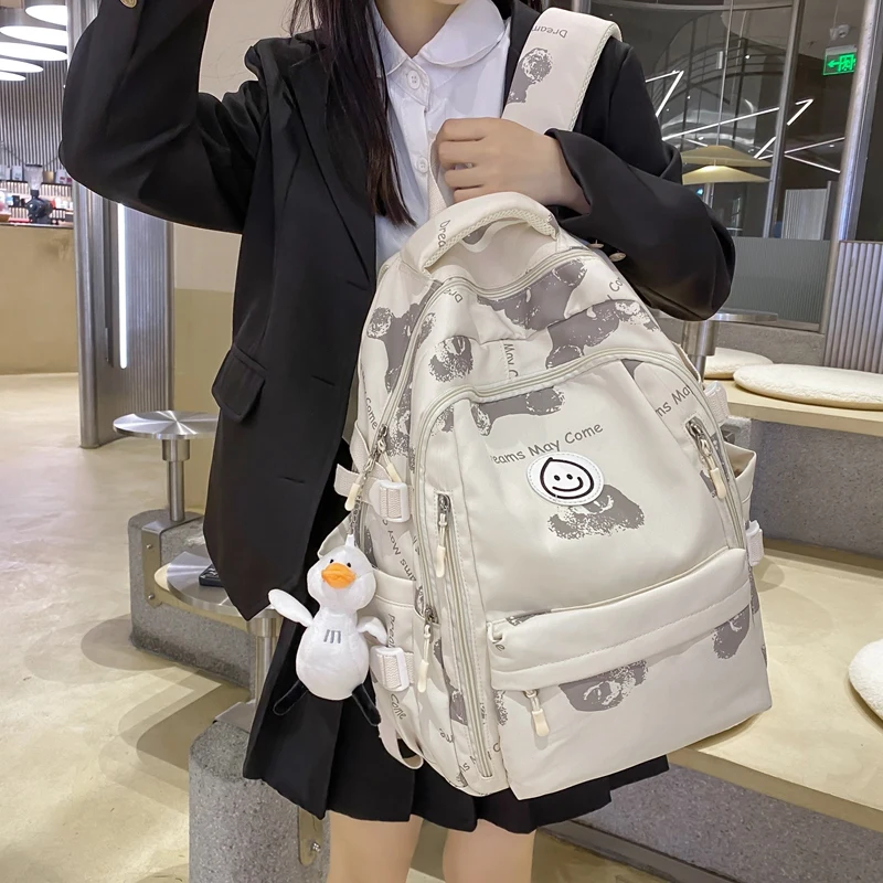 Large Female Cute College Backpack Girl Travel Book Backpack Nylon Fashion Ladies Leisure Bag Women Laptop Men School Bags