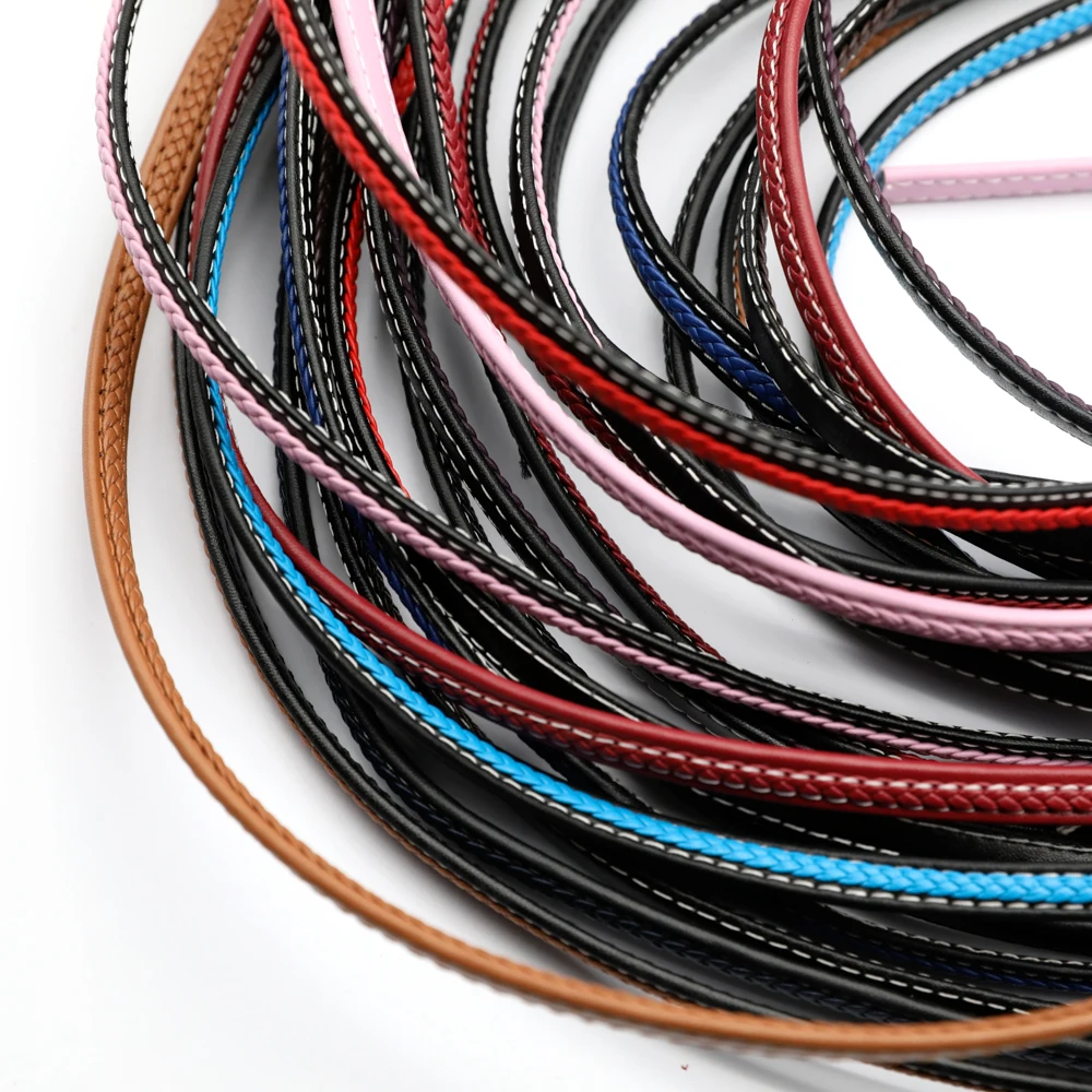 Colorful 8x4mm Flat Braided Faux Leather Bracelet Findings Pu Leather Cord String Rope Diy Bag Necklace Bracelet Jewelry Making