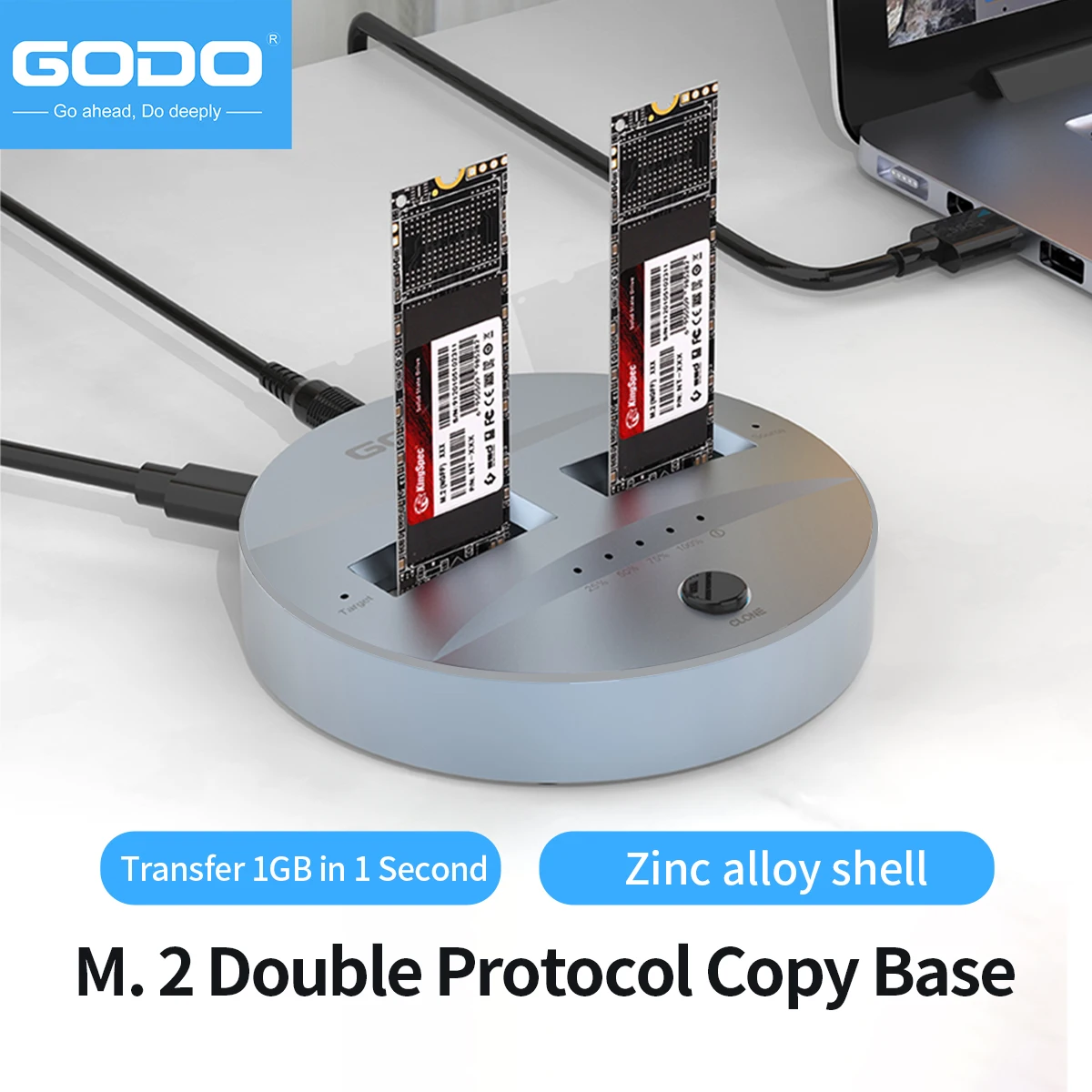 Imagem -02 - Estação de Docking Dual-bay Nvme e Sata Estação de Docking Sata Usb c para Nvme e Sata Ssd Chave b Mais m Discos Rígidos Godo-m.2