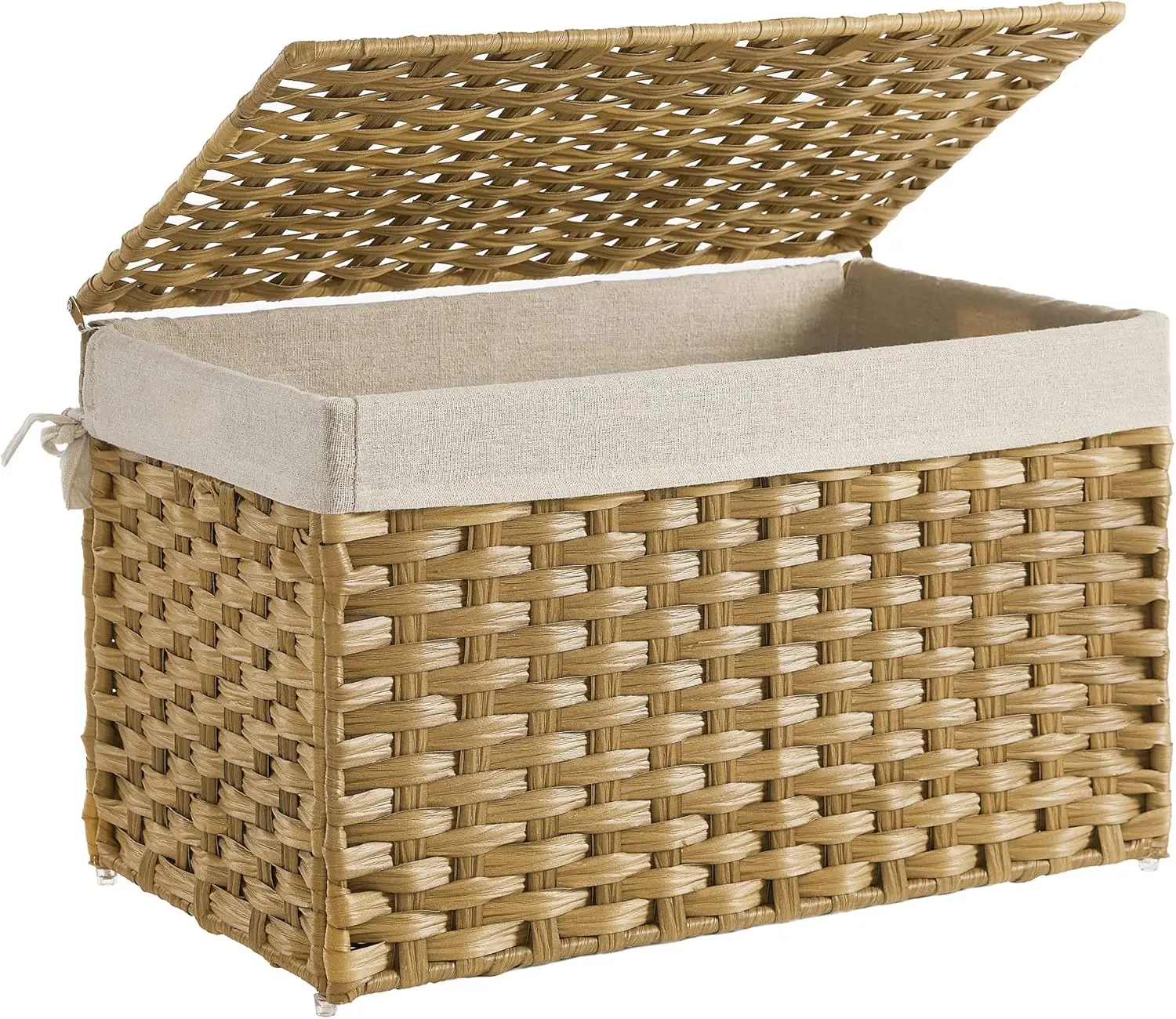 

Storage Basket with Lid, 17.2 Gallon (65L) Storage Bin, Woven Blanket Storage Basket with Handles, Foldable, Removable Liner