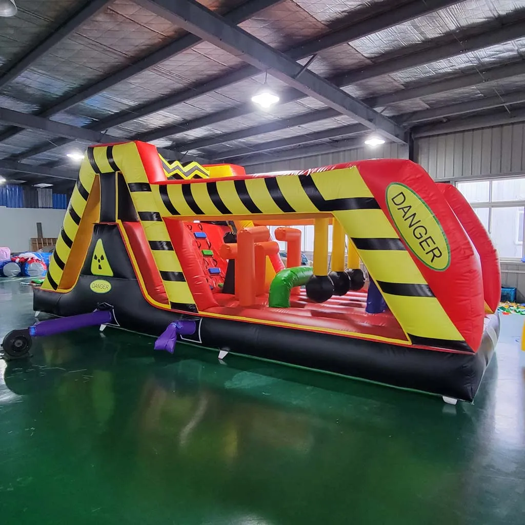 Giant Commercial Inflatable Obstacle Course Bounce House Castle with Air Blower EN14960 Certified Kids Adult Outdoor Game