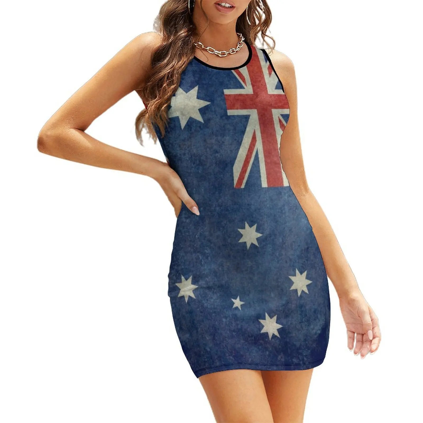 

Flag of Australia, grungy textured version Sleeveless Sundress birthday dress Dress women dresses for women 2025