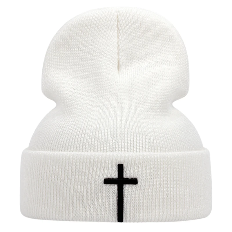 2024 New Fashion High Quality Beanie Hat for Men Casual Cross Embroidery Knitted Hat for Women Outdoors Vintage Hip Hop Cap