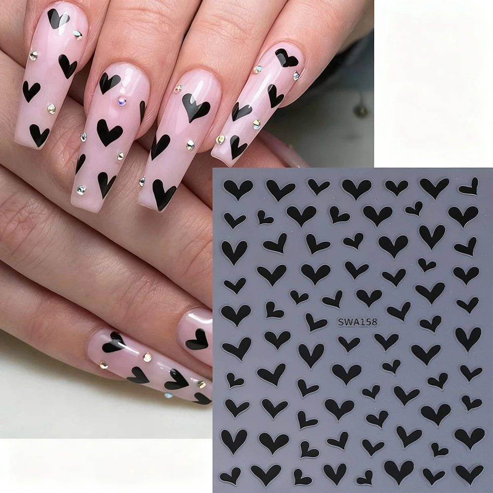 3-Colors الحب القلب مسمار الفن ملصق ثلاثية الأبعاد رومانسية عيد الحب الحب مسمار الشارات ذاتية اللصق الحلو قلوب مانيكير لوازم # %