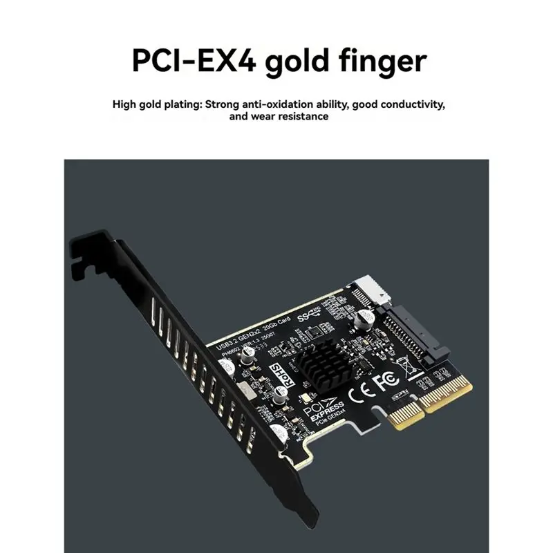 PCI-E to TYPE-E Expansion Card PCIE X4 to TYPE-E USB 3.2 20Gbps Expansion Card for Type C Front Panel Mount Adapter-ABVP