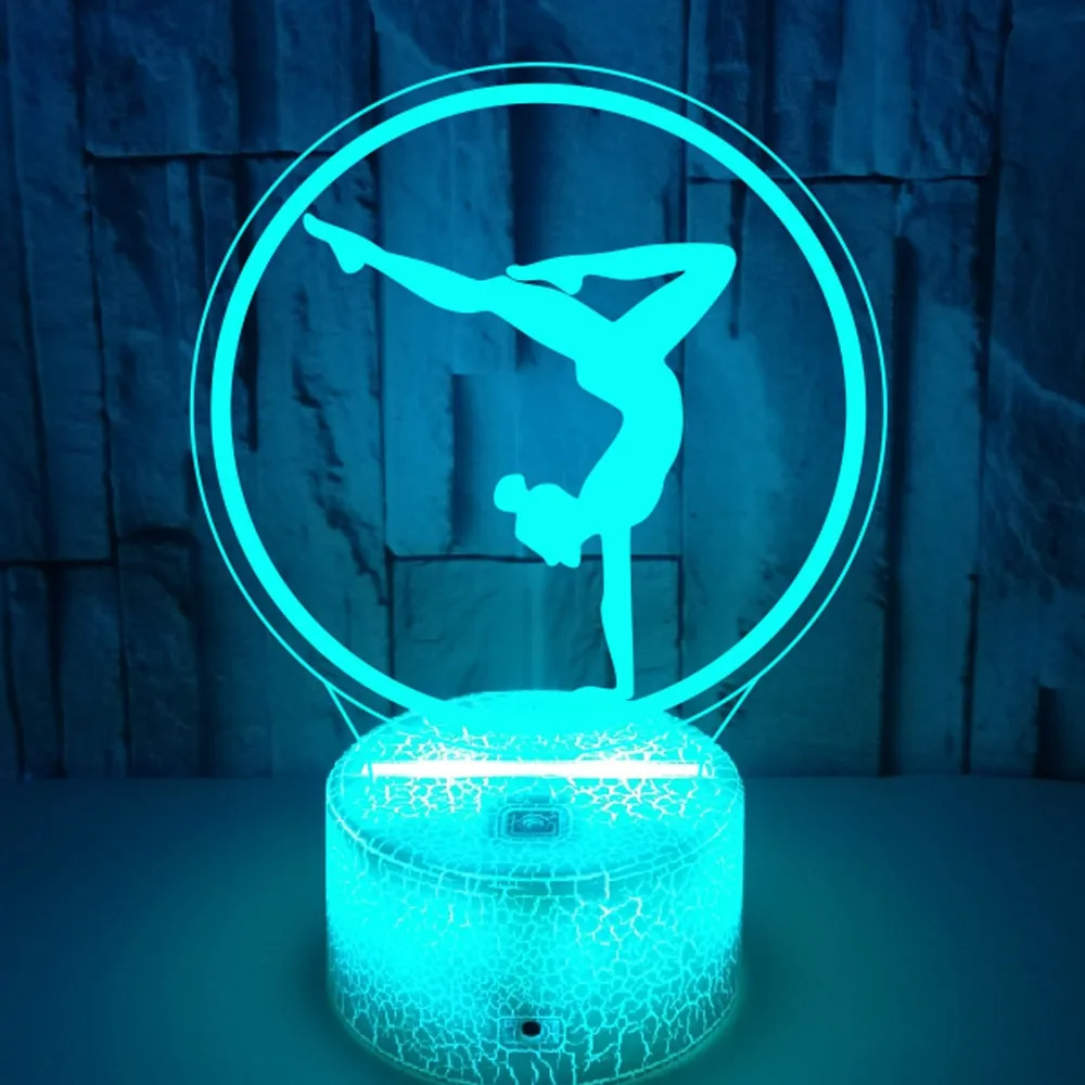 3D Yoga Girl Illusion LED Night Light 7 Color Changing Decor Lamp for Bedroom Yoga Studio Birthday Christmas Gift for Girls