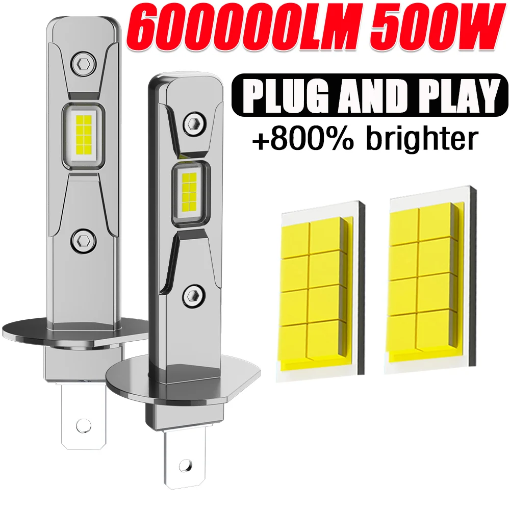 

2PCS H1 LED Headlight Bulb CANBUS 12V 600000LM High Power Fog lights for Automobile Mini Wireless Lamp Auto Headlamp Plug&Play