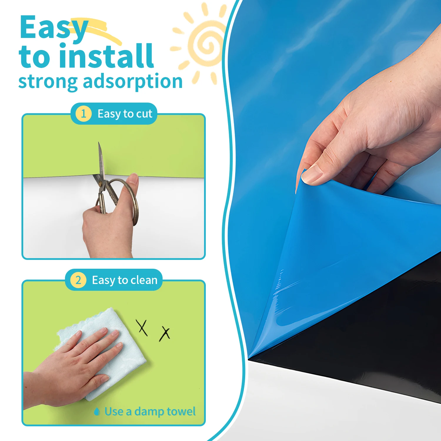 Especificações de vários tamanhos, adesivos de parede de arco magnético autoadesivo, decoração de graffiti para quarto infantil e sala de aula