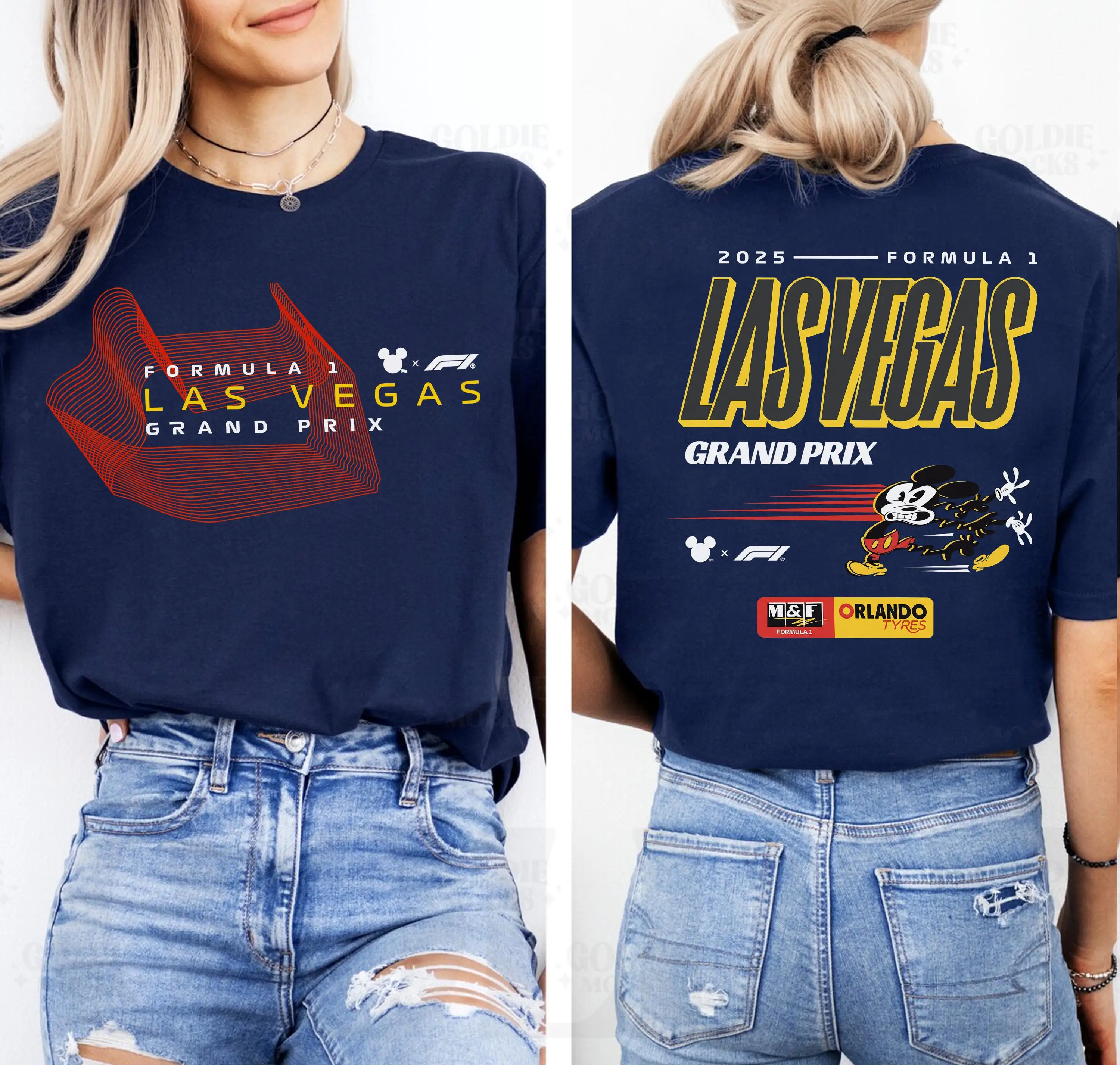 

2026 Summer Disney Las Vegas Grand Prix Co-branded Double-sided 100% Cotton Printed Short-sleength T-shirt for Boys and Girls
