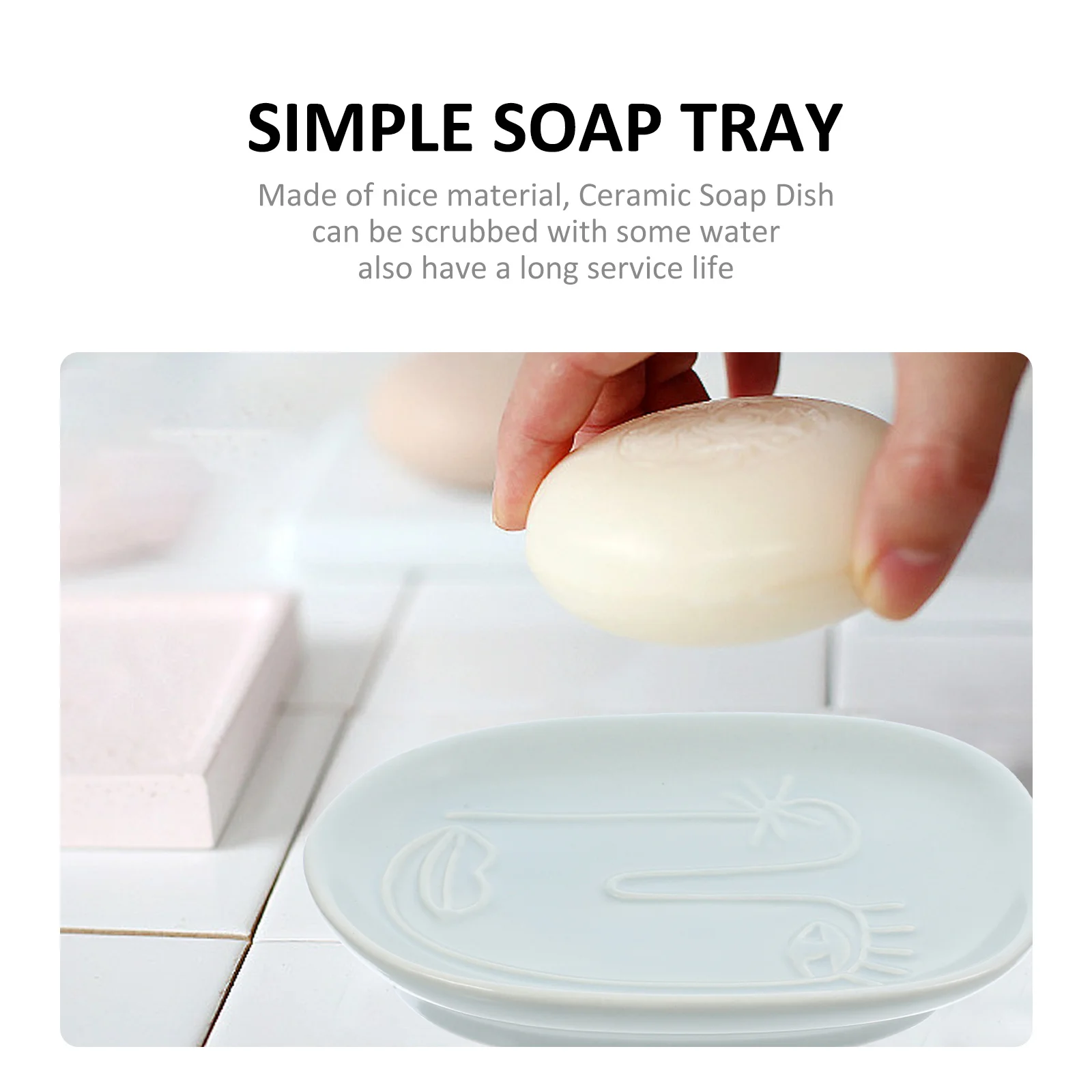 

Washing Soap Box Ceramic Material Scrubbable Surface Compact Soap Storage Holder Unique Beautiful Shape Bathroom Decoration Item
