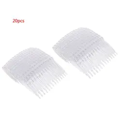 20Pcs Clear Plastic Hair Clips Side Combs Pin Barrettes 70X40mm DIY Bridal Wedding Veil Holder Transparent Beauty Styling Tool