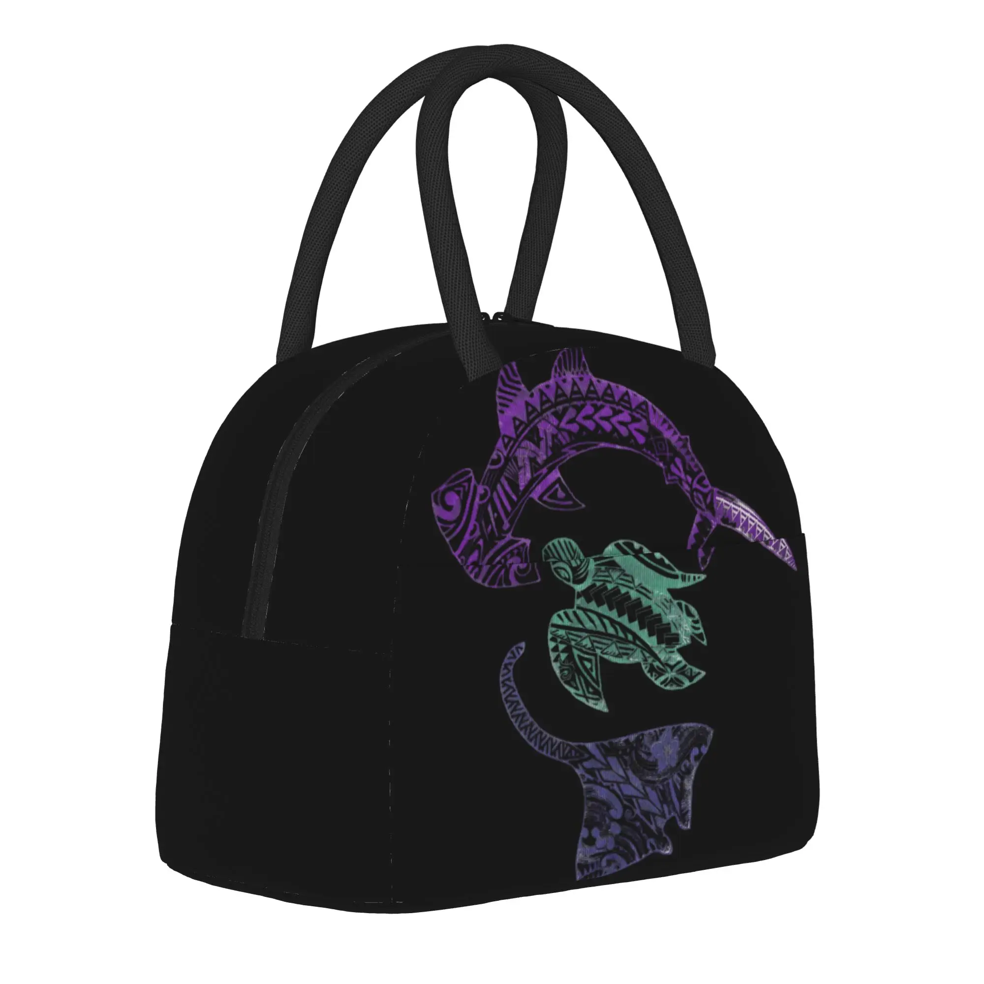

Hammerhead, Turtle, Manta Ray Collage Aged Hawaiian Insulated Lunch Bag Thermal Bag ,Lunch Container Tote Lunch Box