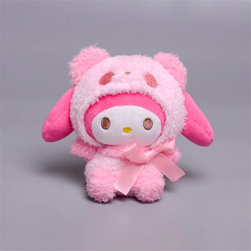 Sanrio Cartoon Plush Toy para crianças, boneca de pelúcia macia, brinquedos pendentes, Kuromi, Hello Kitty, My Melody, Cinnamoroll, presente de Natal para meninas, 12cm