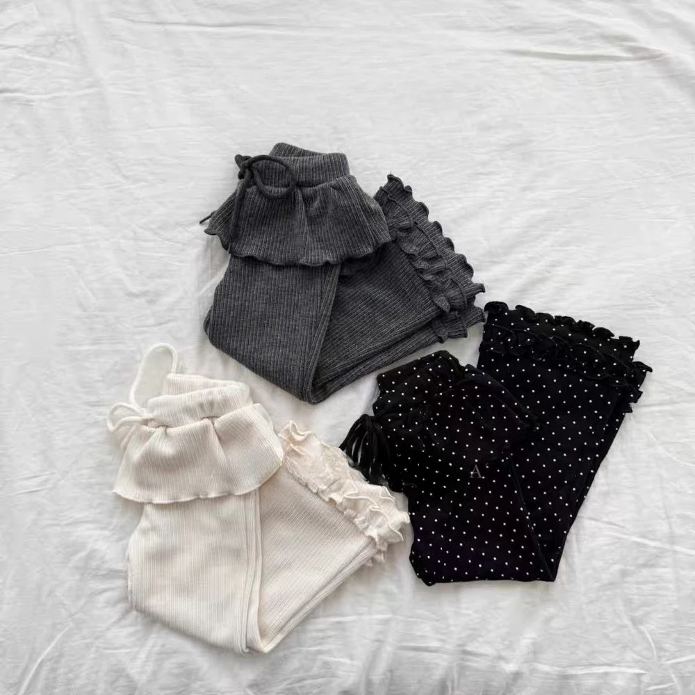 Trousers Korean Version Instagram Autumn Edition Ear Ear Edge Micro Flared Fake Two Piece Skirt Pants Bell Bottom Pants