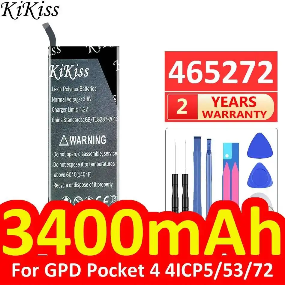 

For Gpd Pocket 4 4ICP5 53 72 High Compatibility Handheld Gaming Laptop Battery 465272 3400mAh Lightweight