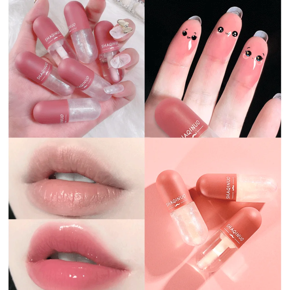 Transparent Mini Capsule Lipstick Color Changing Mirror Lip Gloss High Pigmented Long Lasting Lip Stick Women Makeup