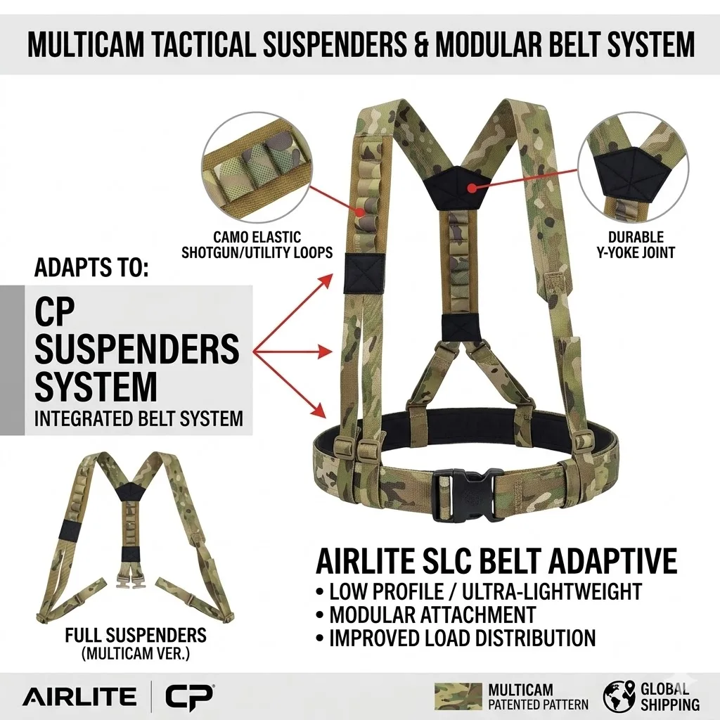 Tactical Suspenders for CP Style AirLite SLC Belt Multicam Combat Belt Harness Modular Load Bearing Shoulder Strap Gear