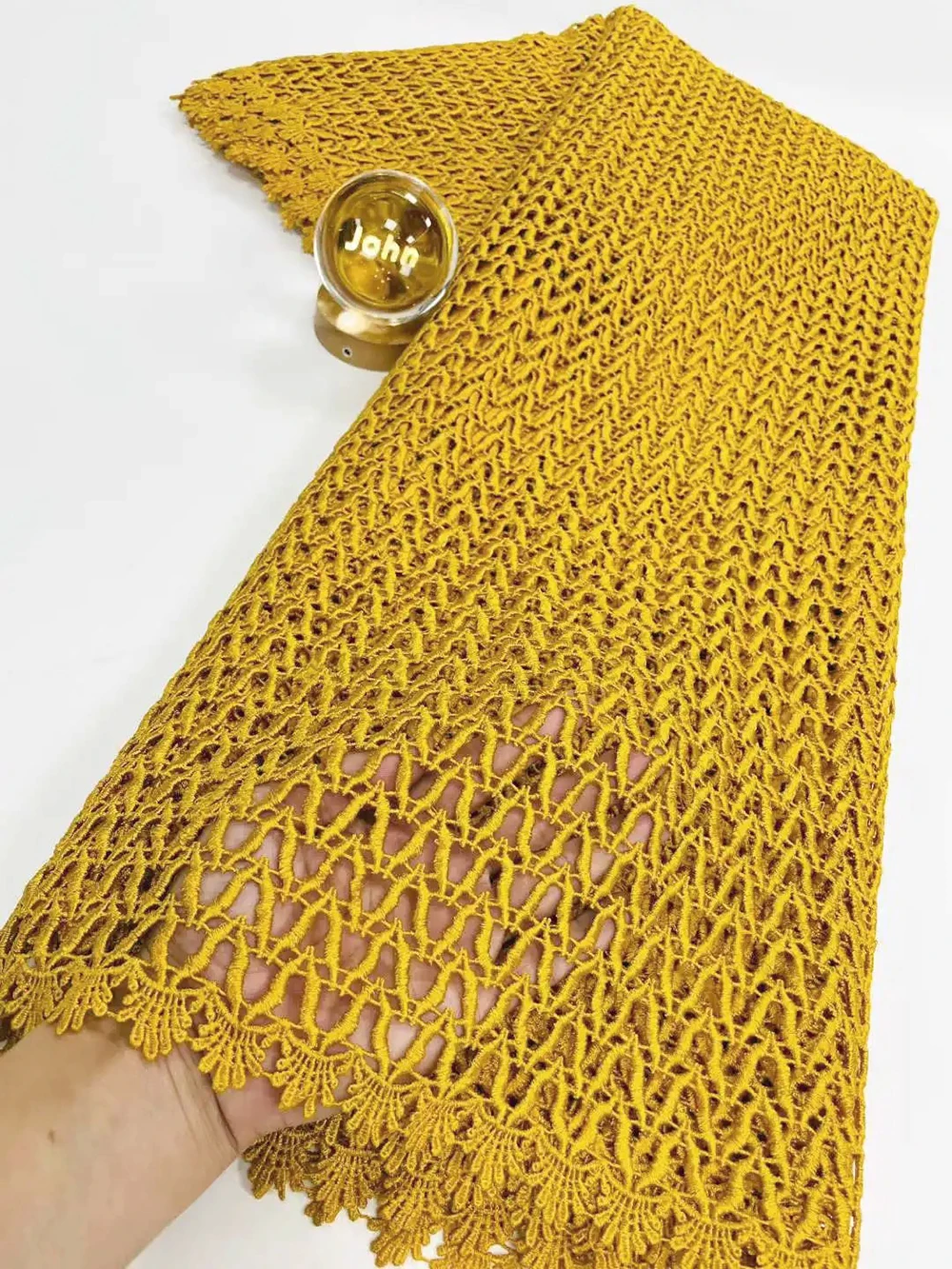 

2026 Newest African Water Soluble Lace Fabric Gold High Quality African Guipure Cord Lace Fabric For Sewing Women Dresses
