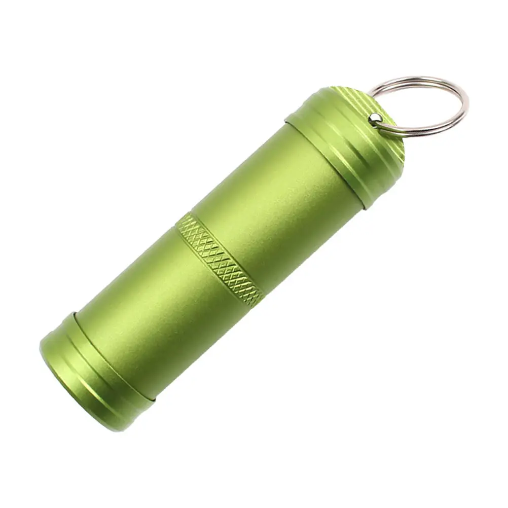 

1 шт. Водонепроницаемый контейнер для таблеток из алюминиевого сплава, портативный держатель для таблеток, брелок, аварийный контейнер для хранения, маленький компактный футляр