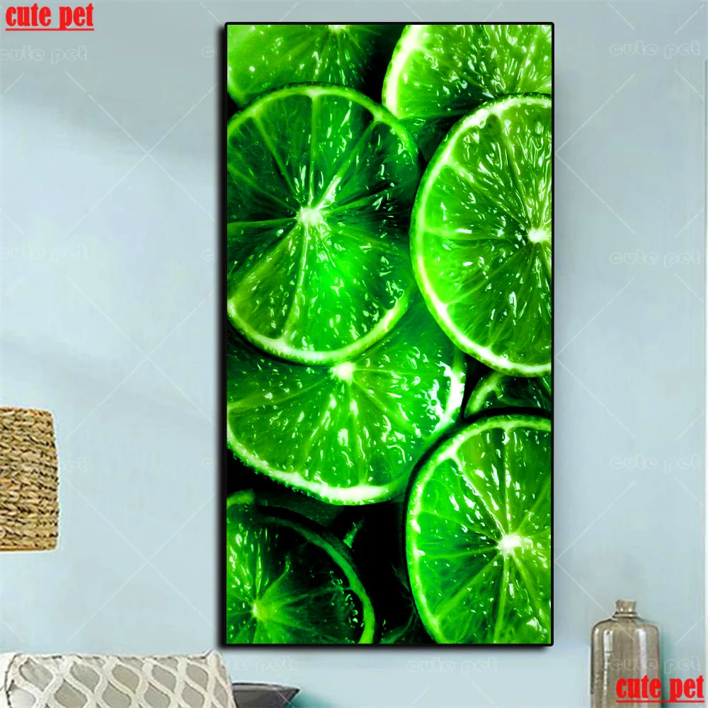 Diamond Embroidery sale Green lemon Rhinestone painting5D DIY Diamond Painting Cross Stitch full drill kitchen decor salon large